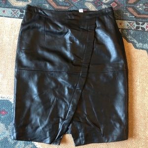 Nordstrom Halogen Asymmetrical Wrap Leather Skirt